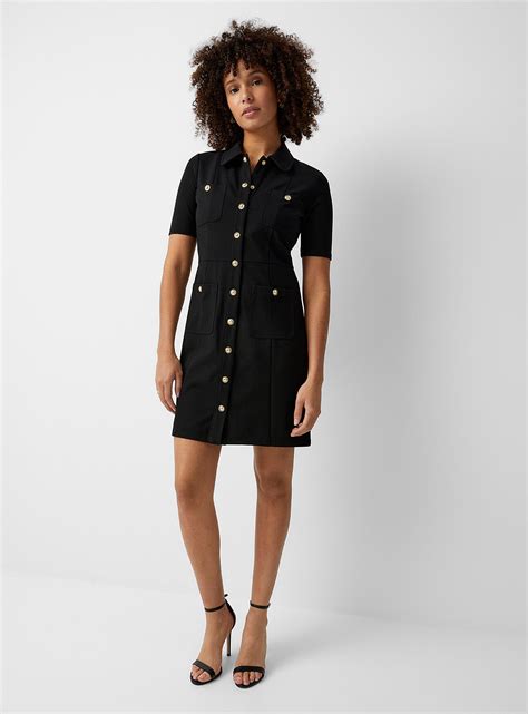 michael kors black sparkly dress|Michael Kors golden button dress.